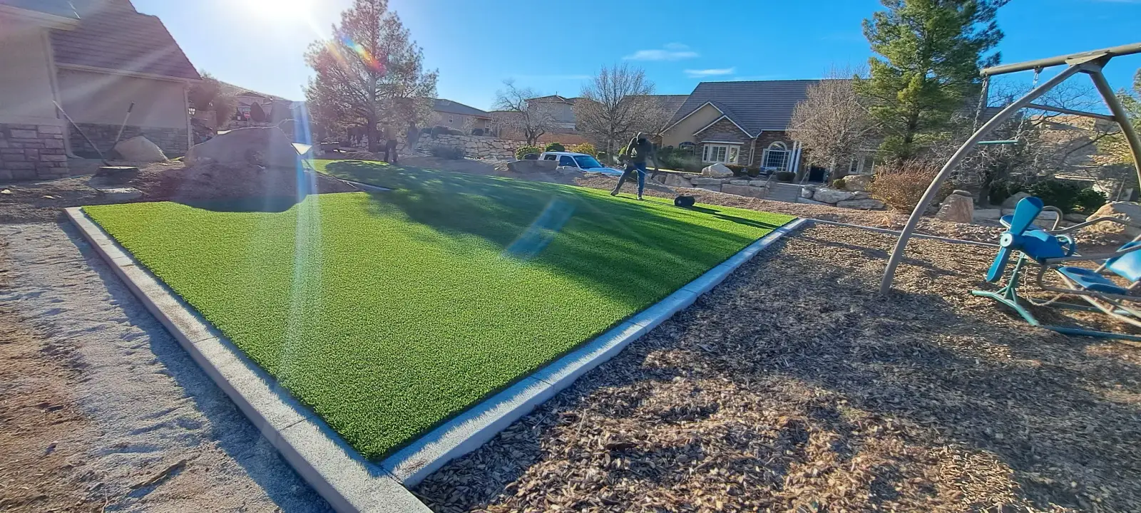 Turf lawn with mountain views